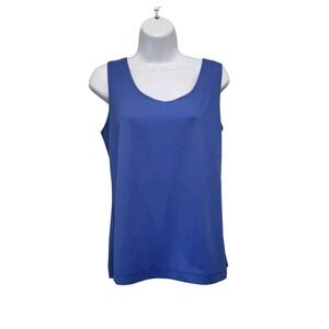 Chico's Tank Top 2 = M 12 14 Blue Popover Shirt Nylon Spandex Stretch Sleeveless